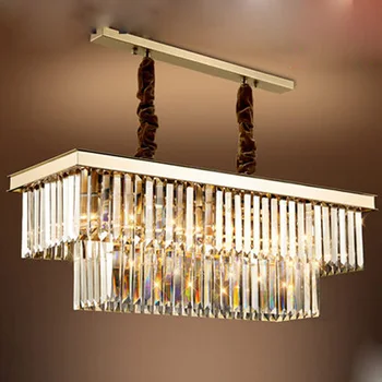 

ZYY Modern E14 Crystal Chandelier Rectangle Design Restaurant Lamp Dining Room Ceiling Lighting Fixture Bar Chandelier Lighting
