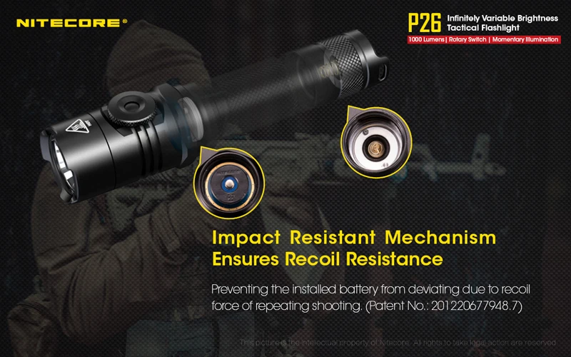 Nitecore P26 LED Infinitely Variable Brightness Tactical Flashlight (5)