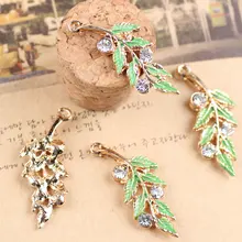 Lo nuevo 10PCS14*30 MM Gota de Aceite Green Leaf Shape Charms Pulsera de La Joyería de BRICOLAJE 30 Unids/lote Dorado Aleación Plateada Cadena de Encanto