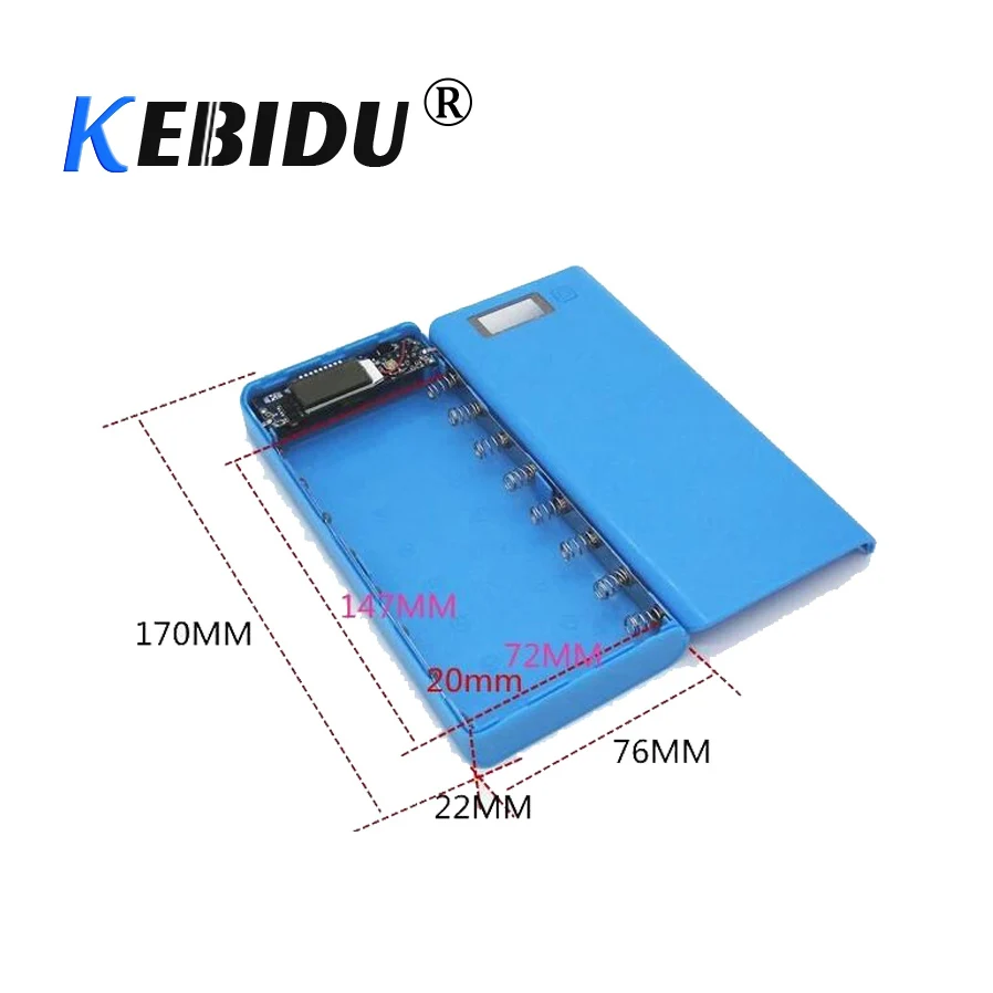 

kebidu 2017 New Multi-color 8*18650 Lithium-ion Battery Case Power Bank Shell Portable LCD Display External Box Without Battery