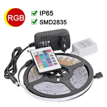 Waterproof IP65 RGB LED Strip 2835 SMD DC12V LED Light 5M 300leds With 24Key IR Remote 2A Power Supply Christmas Lamps