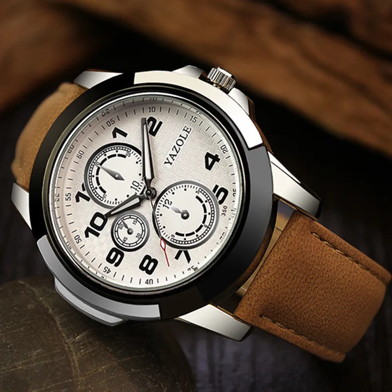 

New YAZOLE Fashion Top Brand Luminous Sport Watch Waterproof Military Watch Men Watches Leather Strap Quartz Watch Hour relojes