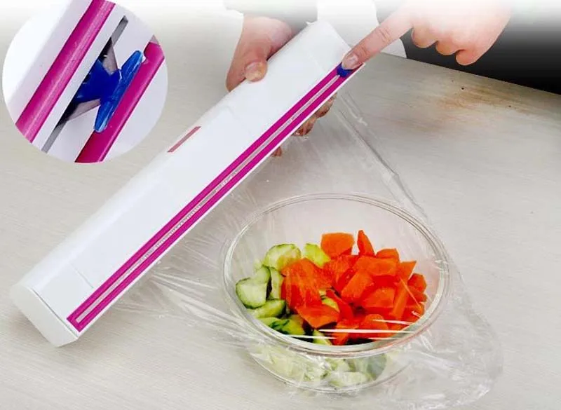 Cling Film Wrap Dispense Cutter Food Storage Containers Plastic Cling