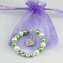 New name font b Personalised b font Girl baby Birthday Christmas Gift Charm name Bracelet with