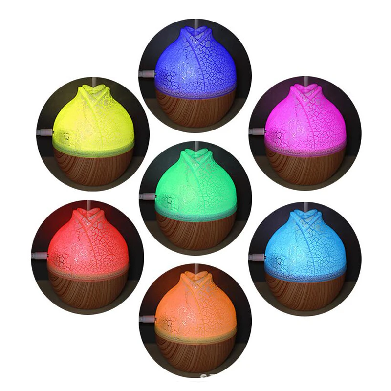 

GRTCO USB Electric Aroma Essential Oil Diffuser Ultrasonic Air Humidifier Crack Wood Grain LED Lights Aroma Diffuser for Home