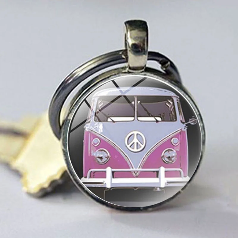 Новый Винтажный брелок Hippie Peace Sign Van Bus модный мужской и женский кошелек сумка