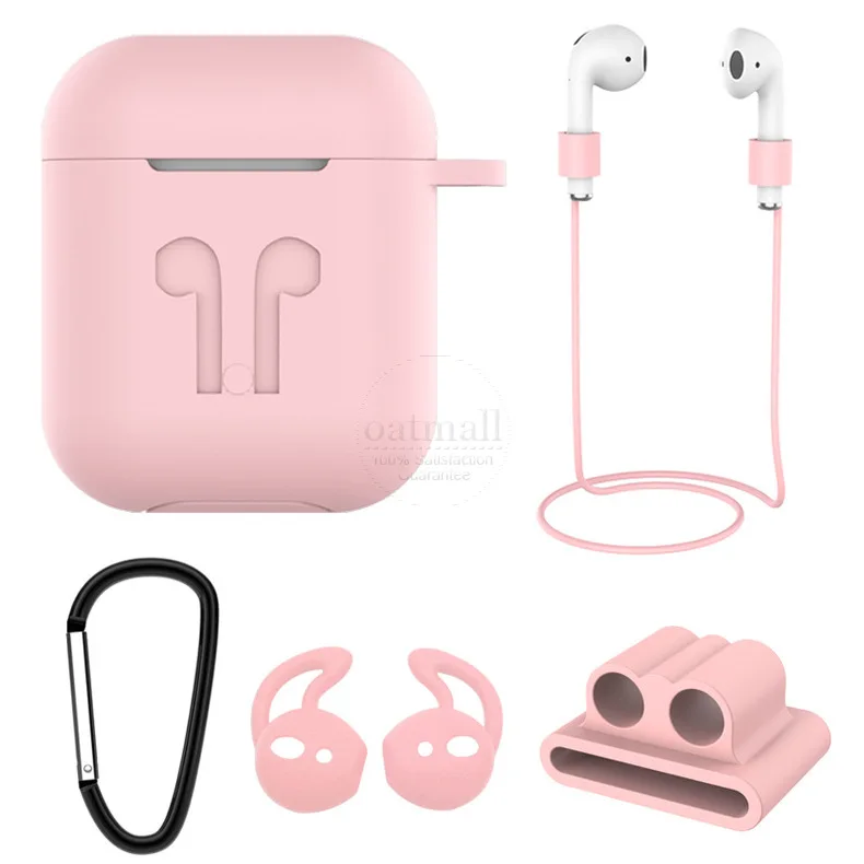 Чехол на эйрподс Силиконовый чехол для Apple Airpods Air Pods 2 1 i60 i80 TWS зарядный чехол протектор+ анти-потери ремни& чехлы для наушников+ ремешок для часов держатель