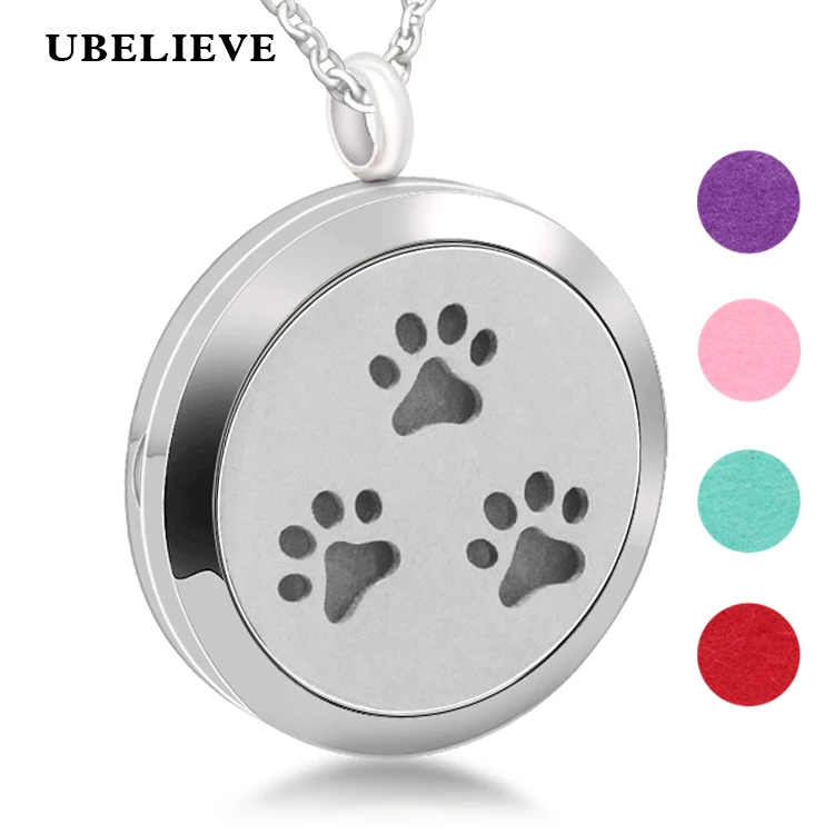 

30mm Round Essential Oil Diffuser Necklace Stainless Steel Locket Pendant Magnetic Aromatherapy Diffuser Locket Pendant With Pad