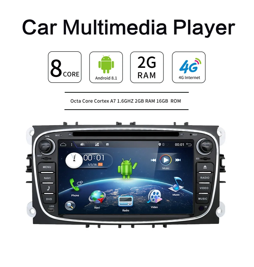 Cheap Octa Core Android 9.0 Car DVD GPS 2 Din for FORD/Focus/S-MAX/Mondeo/C-MAX/Galaxy/Kuga Multimedia Player Wifi Car Radio Video OBD 6