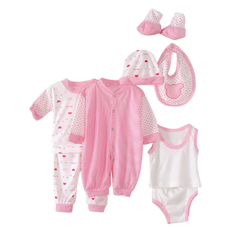 

Wholesale 8pcs Cotton Newborns Baby Boys Girls Underwear 0-6 Months Baby Clothing Sets Spring Autumn Winter Infant Clothing