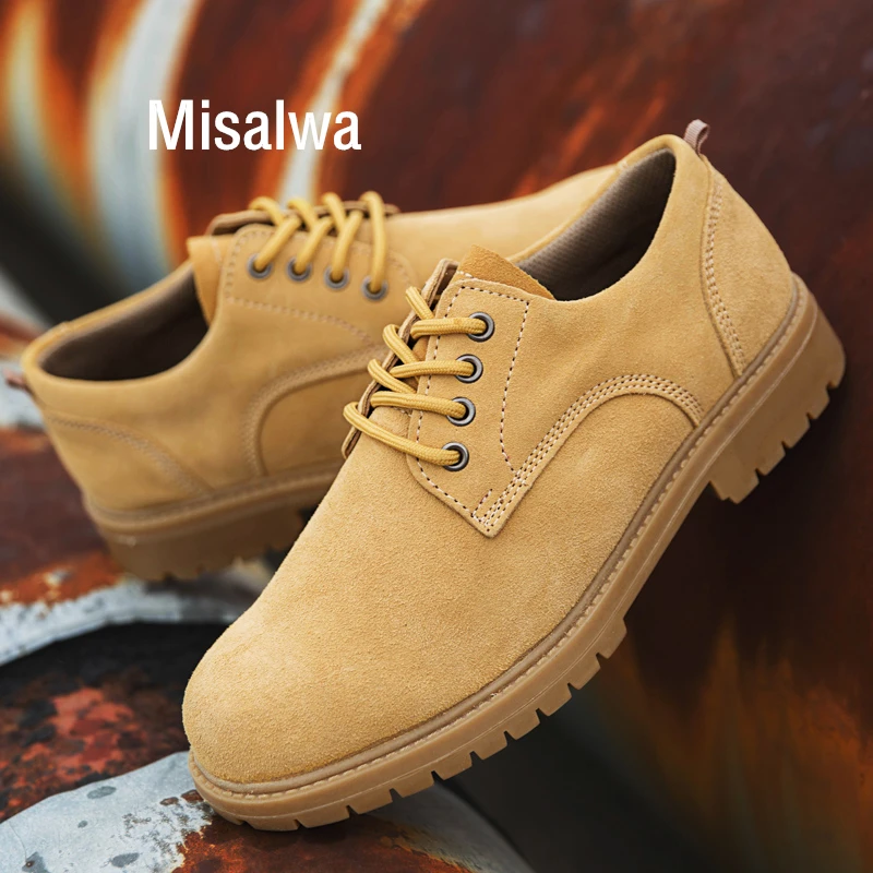 

Misalwa 38-46 RetroTypical Men Low Ankle Work Tool Shoes Autumn Winter Men Casual Genuine Leather Suede Men Oxfords 2019 New