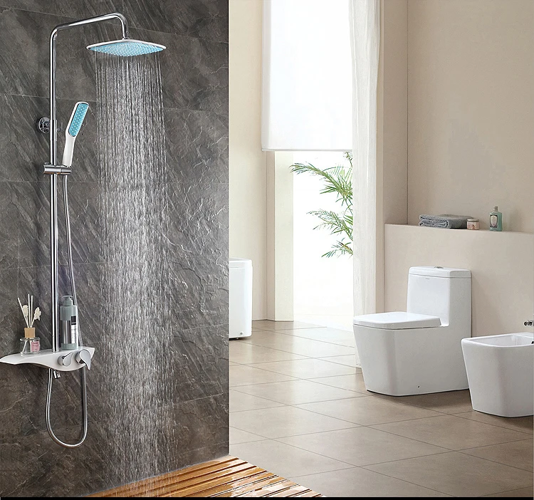 

OLMEY Bathtub Faucet Bathroom Toliet Simple Hot and Cold Water Full Copper Mixer Valve Shower Set 27