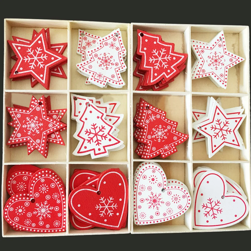 

Durable hanging pendant Christmas tree wood jewelry star home 5 cm 10 pieces / set