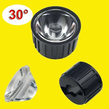 

10pcs/lot Dimaeter 20mm 30 Degree Clear LED Lens + 22mm Black holder for 1W 3W 5W LED Light
