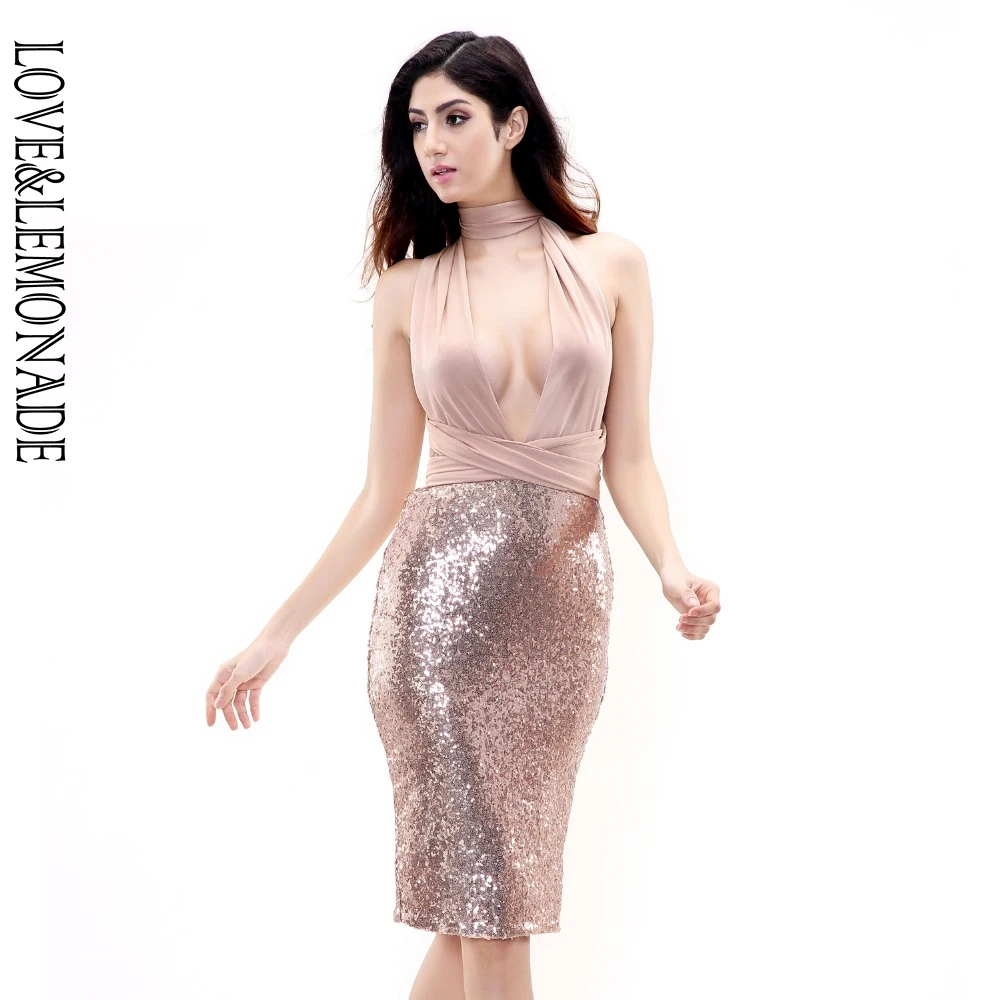 Платье на бретельках LOVE & LEMONADE с золотыми блестками 8655|gold sequin|tb dressdress love |