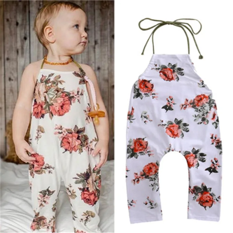 2018 New Fashion Cute Baby Girls Halter Rompers Sleeveless Cotton