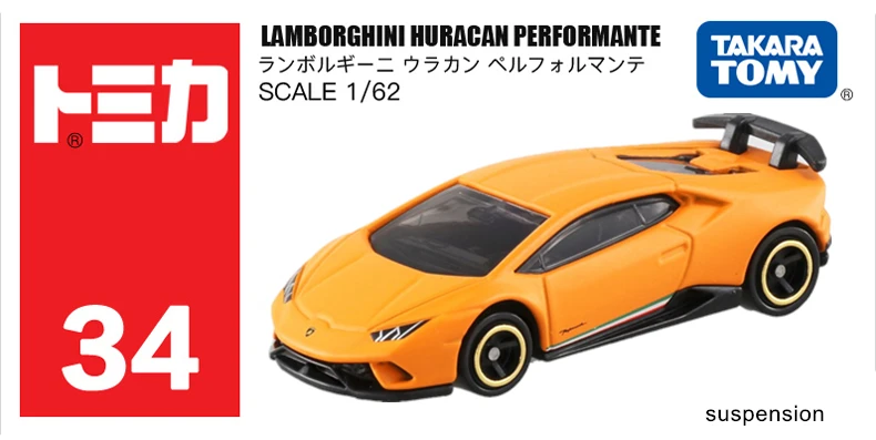 TOMICA, нет. 34 LAMBORGHINI HURANCAN PERFROMANCE japan TAKARA TOMY литой спортивный автомобиль коллекция игрушек модель оранжевый