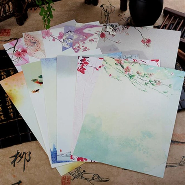 8pcs/lot Vintage Chinese Style Envelopes Cute Kawaii Flower Writing Paper Letter Set For Kids Gift School Supplies Student
