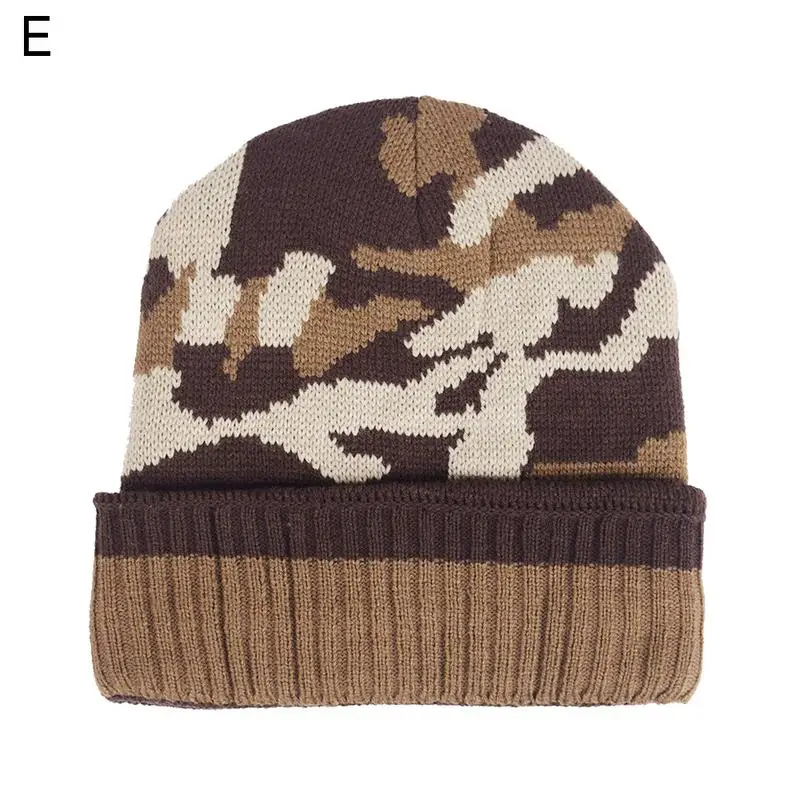Дышащая мужская и женская зимняя уличная спортивная шапка, модная камуфляжная утолщенная теплая шерстяная шапка, полярная бархатная шапка - Цвет: e