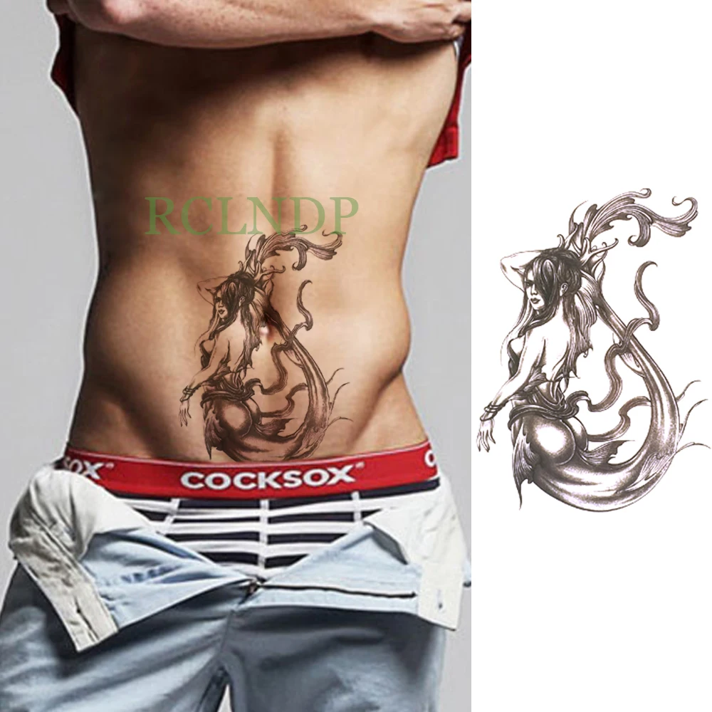 

Waterproof Temporary Tattoo Sticker Mermaid body art Fake Tatto Flash Tatoo Back Leg Arm belly big size for Women girl Men
