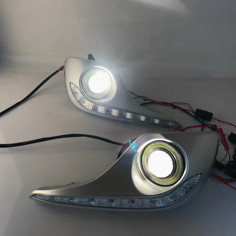 RQXR противотуманная фара вождение свет в сборе для Toyota Highlander cob angel eye светодиодные дневные ходовые огни сигнал поворота синий ночной режим