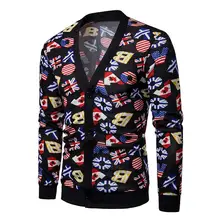 Повседневное для мужчин свитер с длинными рукавами V образным вырезом кардиган на пуговицах, свитер осеннее пальто верхняя одежда