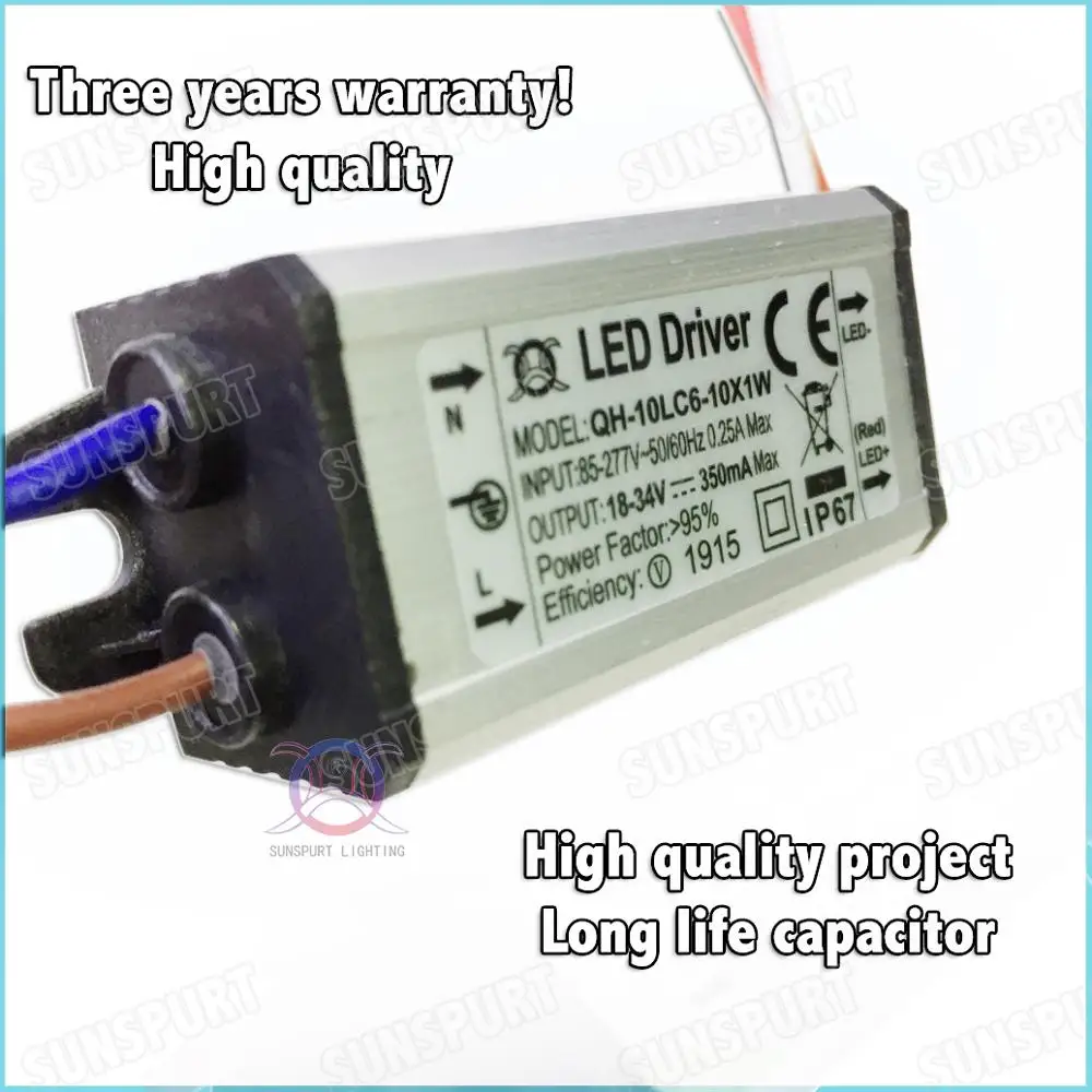 5 шт. по TUV CE IP67 PF 10 Вт AC85 277V светодиодный драйвер 2 4x3W 600mA DC7 14V постоянного тока
