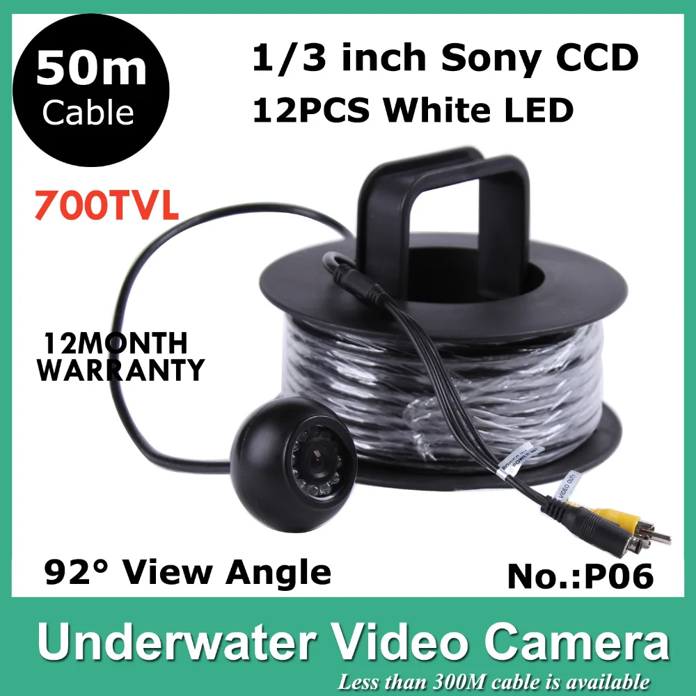 50m Cable Underwater font b CCTV b font Camera for Fishing 12PCS LED LIGHTS 700 TVLINES
