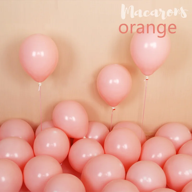 100pcs 10inch Latex Macaroon Balloon Baby Birthday Wedding Balloons Valentine's Day Party Decoration Air Ball Arch baloons Decor-orange