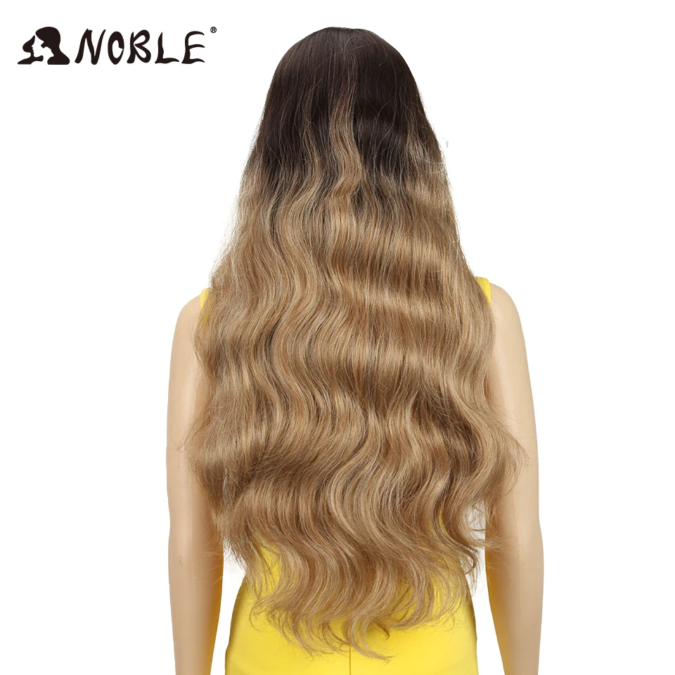 Baratos Pelucas onduladas largas nobles para mujeres negras pelucas sintéticas rubias Cosplay 30 pulgadas resistente al calor peluca sintética africana americana