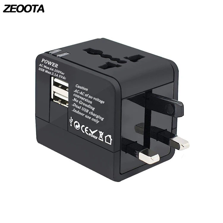 

Universal Travel Adapter Worldwide All in One Socket Power Adapter and Converter with Daul USB Charging Port US/EU/UK/AU Plugs