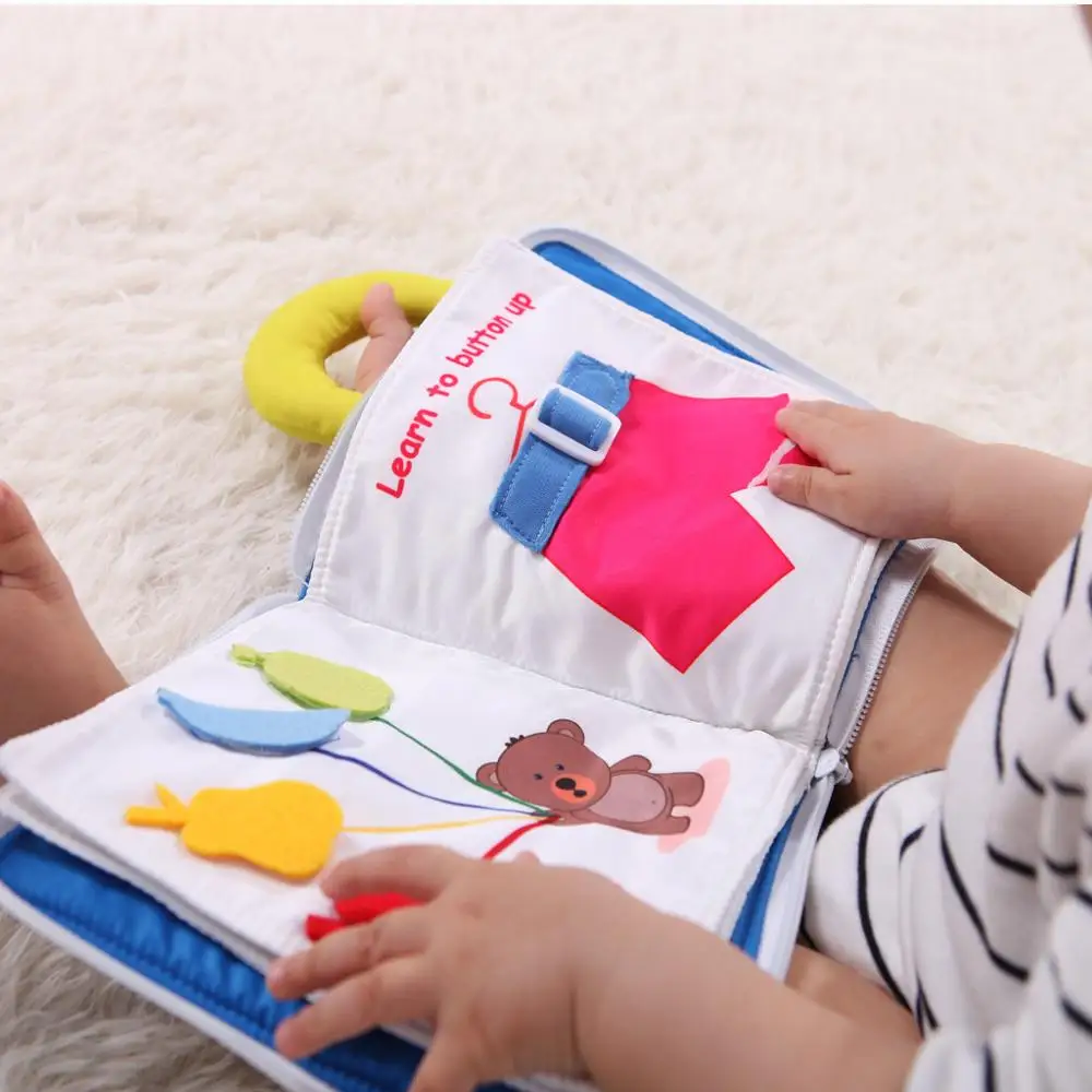 

Montessori Toys Fabric Baby Book Life Skills Training Montessori Materials Quiet Book Educational Toys for Chilrdren Cloth Book