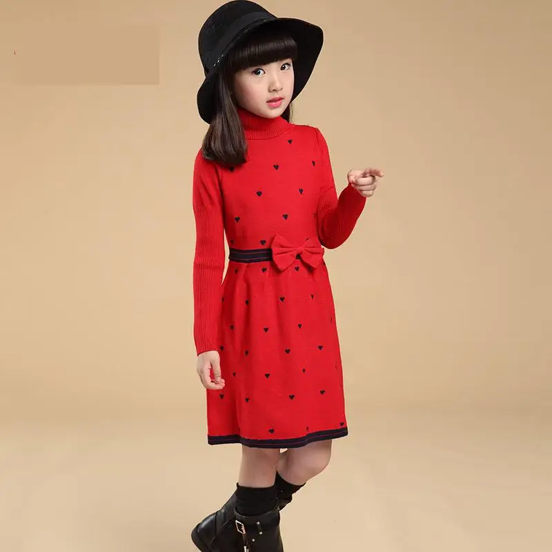 

2018 Sweater For Girls Autumn Winter Warm Thicken Turtleneck Long Sweater Dress Teenagers 5 6 7 8 9 10 11 12 13 Y Big Girl Tops