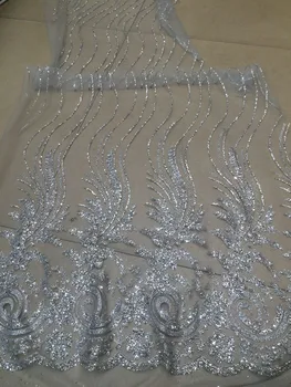 

Latest yaking-181 african glued glitter lace fabric high quality nigerian mesh lace