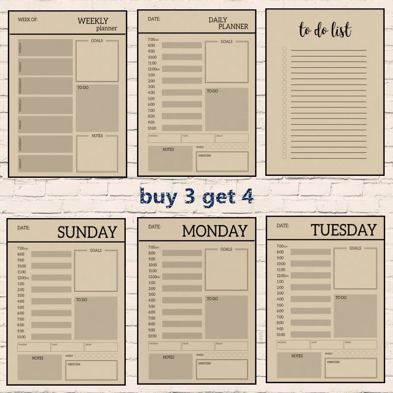 weekly to do list printable checklist to do list weekly planner pages retro kraft paper posters room decor wall sticker gift wall stickers aliexpress