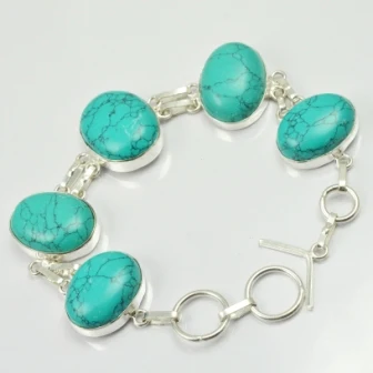 

Turquois Bracelet Silver overlay Copper , 21.5 cm, B2154
