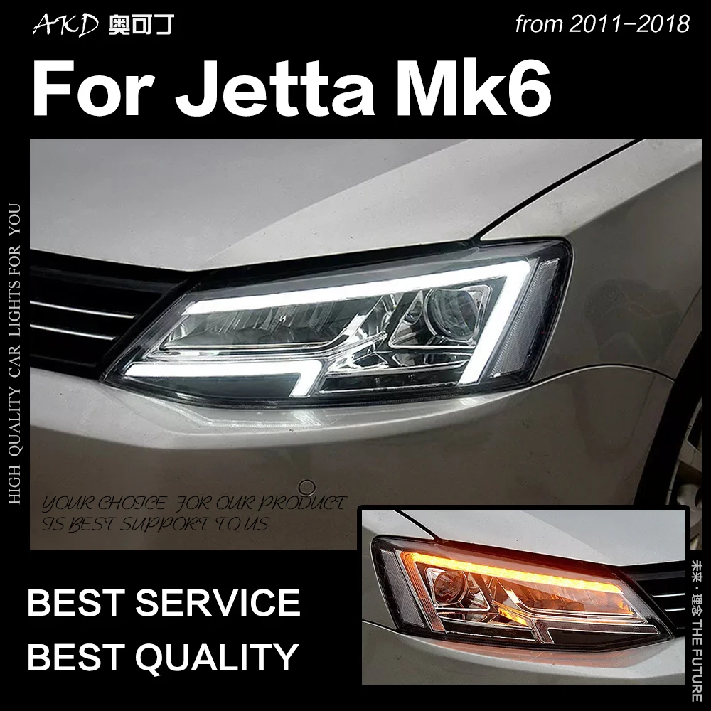 

AKD Car Styling Head Lamp for VW Jetta Mk6 Headlights 2014-2015 LED Headlight Dynamic Signal DRL Hid Bi Xenon Auto Accessories