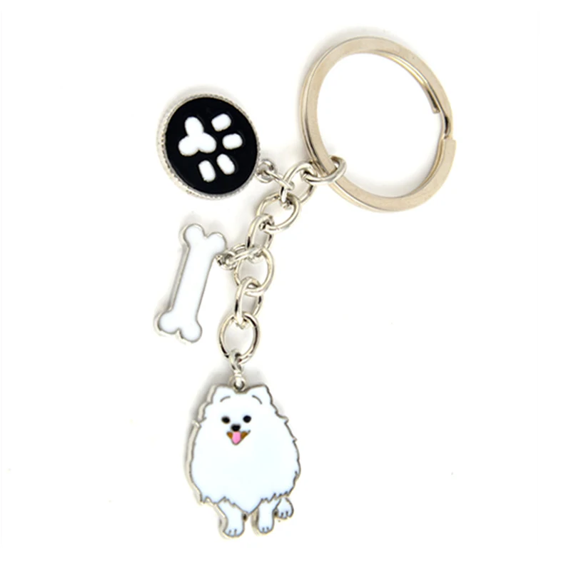 Японская подвеска Акита, брелки для ключей для мужчин, женщин, девочек, серебряный цвет, металлическая сумка для собак, очаровательный автомобильный брелок, брелок для ключей, модный держатель - Цвет: Pomeranian