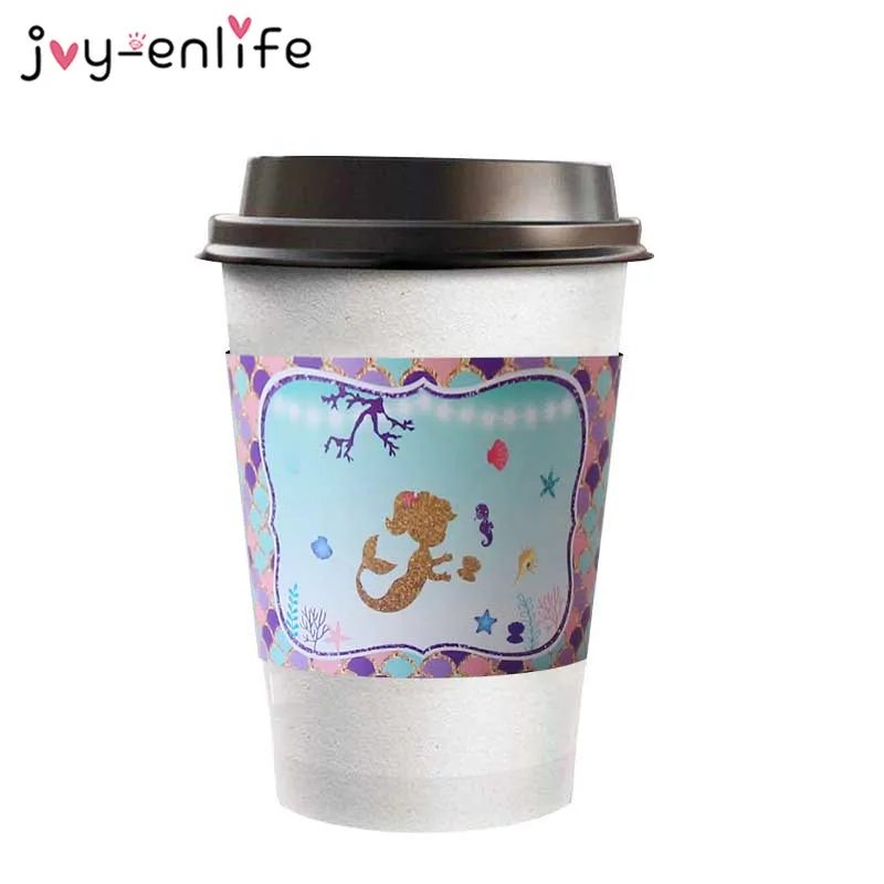 JOY-ENLIFE 24pcs Mermaid Mineral Water Bottle Stickers Mermaid Bottle Label Sweet Water Bottle Stickers Birthday Party Supplies