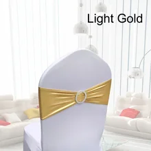 100 шт./упак. блестящая бронзовая эластичная съемный повязка на стул с круглой пряжкой для Декор свадебного банкета золото накидки на стулья