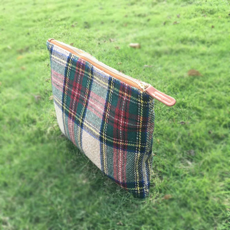 Freies Rote Und Wolle Make Kosmetiktasche up Großhandel Plaid Reißverschluss Weihnachten Grüne Fall domil1010405 Mit Verschiffen rxTwgr