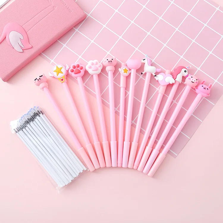 

Cute pink Unicorn Cat claw black Ink Gel Pen with Refill School Office Supply Gift Stationery Papelaria Escolar