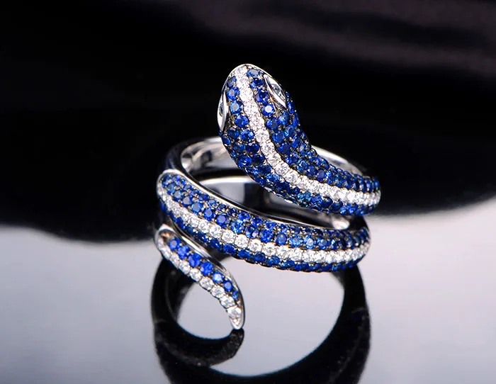 AINUOSHI, классические кольца с круглой огранкой, синие, белые, Sona, 925 пробы, серебряные, синие, белые, змеи, для женщин, для свадебной вечеринки, ювелирные изделия, кольца, подарки