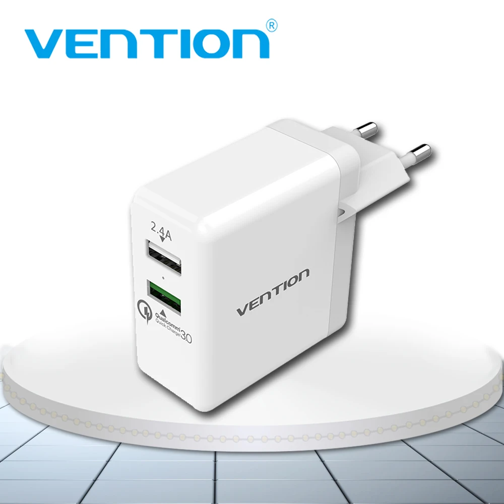 Vention быстрое зарядное устройство 3 0 2 порта USB EU вилка белый мобильный телефон для