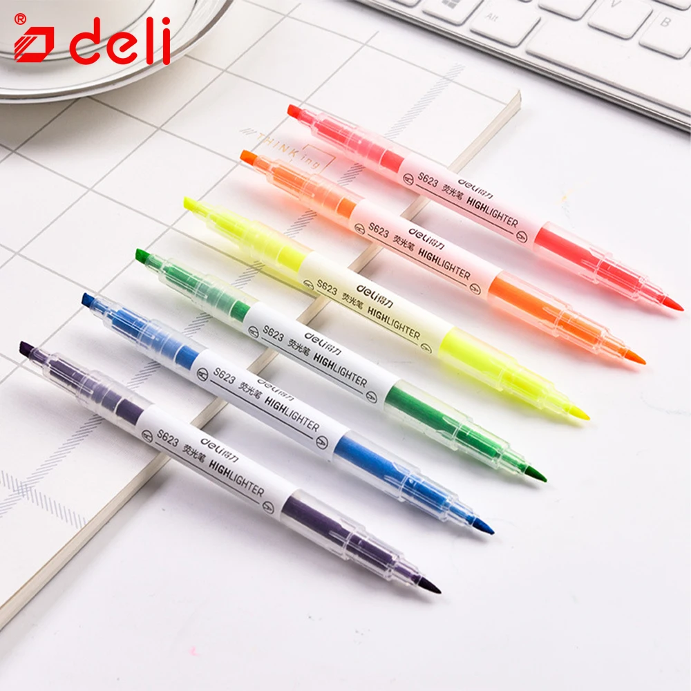 Deli 6 Colors/box Twin Tips Art Marker Fine Piont Brush Markers Water ...