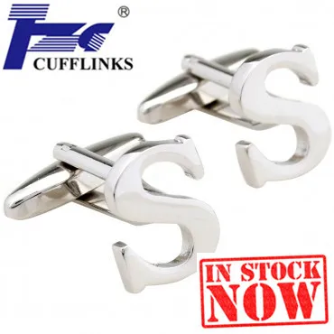 

S Letter Alphabet Cufflink Cuff Link 2 Pairs Free Shipping Promotion