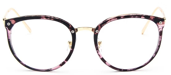 Женские модные очки для близорукости, оправа для очков, трендовая мужская оправа для очков, металлические очки, прозрачные линзы, женские очки - Цвет оправы: flower purple