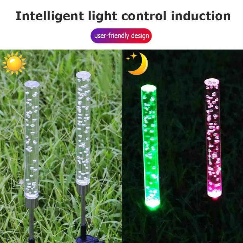

2pcs Solar LED Lawn Light RGB Color Changing Garden Acrylic Bubble Lamp