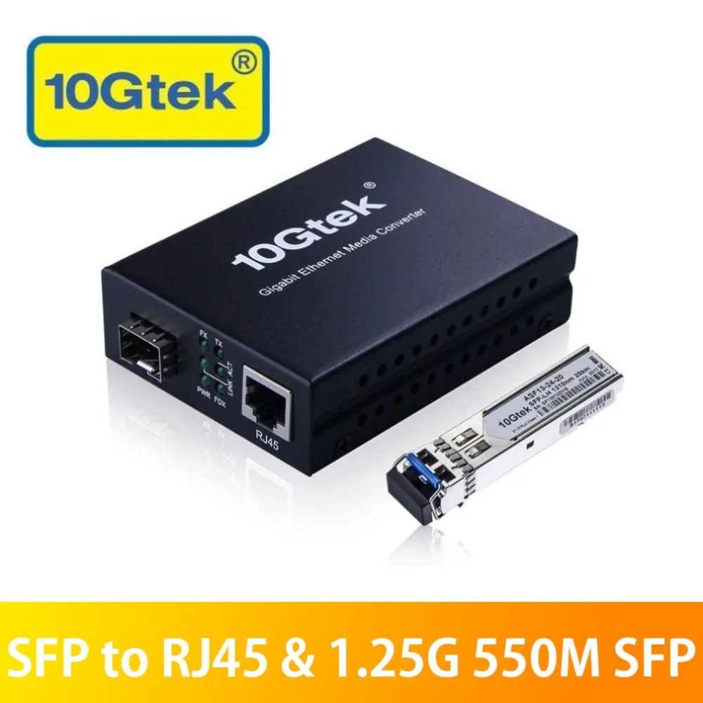 with a 1.25G 1310nm 20KM SFP Transceiver 1.25Gb//s SFP module to 10//100//1000Base-Tx 10Gtek Gigabit Ethernet Media Converter LC Singlemode 20km with a European Power Adapter