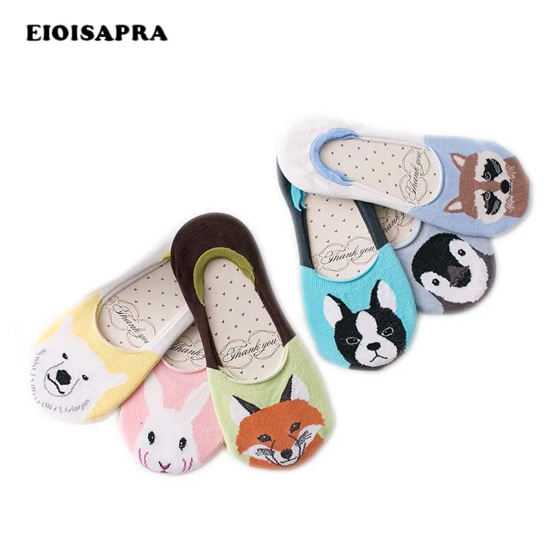

[EIOISAPRA]Zoo Bear Rabbit Penguin Funny Socks Creative Novelty Cartoon Socks Calcetines Fashion Harajuku Cute Invisible Sokken